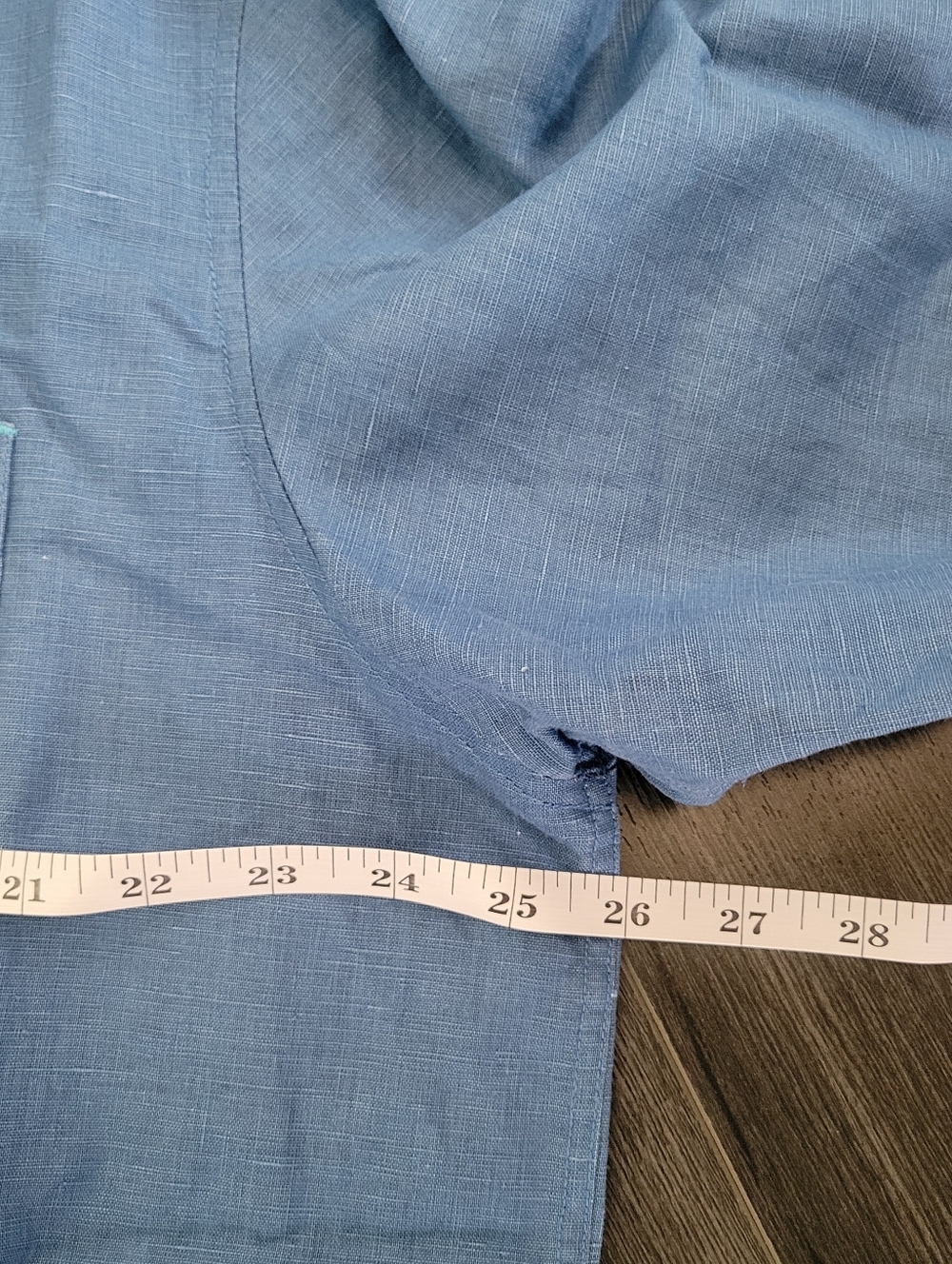 CARIBBEAN Linen Blend Short-Sleeve Button-Down Shirt Blue XL Resortwear - Picture 8 of 9
